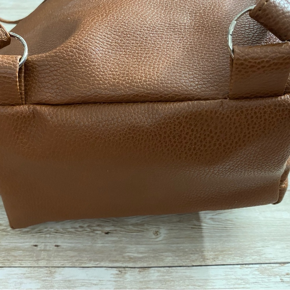 Women’s Leather Drawstring Backpack Brown - Picture 8 of 12